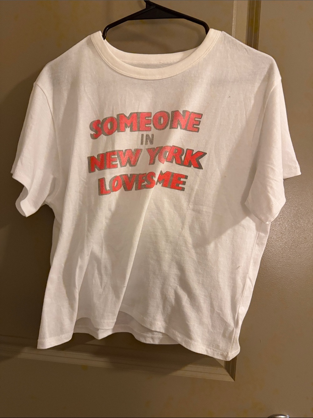 American Eagle Outfitters White Graphic Tee with Red and Gray Accents
